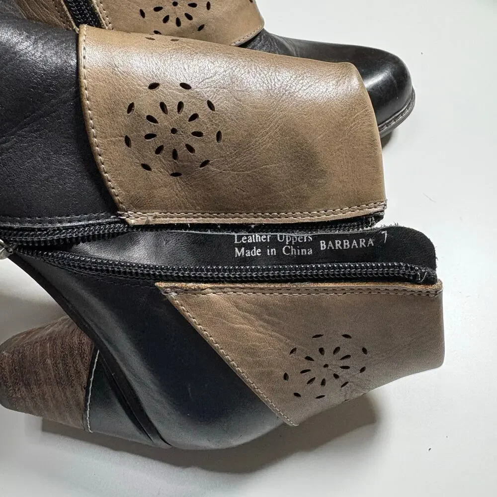 Elite by Corkys Women's Western Style Black & Brown Booties - Size 7 - Barbara